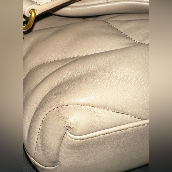 Saint Laurent Small Loulou Puffer Bag Beige Lambskin Leather Gold + Dust Bag - Picture 6 of 11